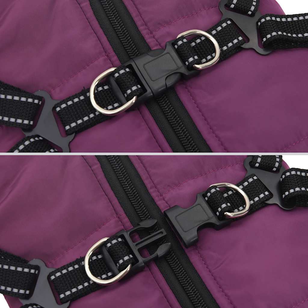 Cappotto Cani Imbracatura Impermeabile Riflettente Viola L36