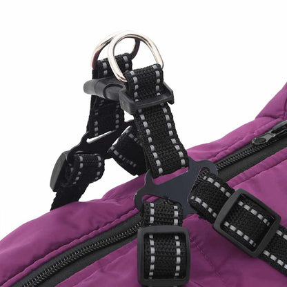 Cappotto Cani Imbracatura Impermeabile Riflettente Viola L44