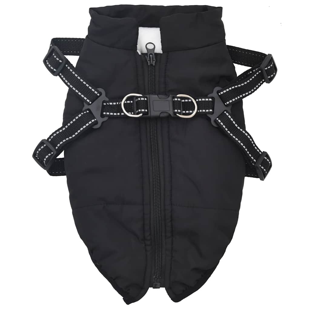 Cappotto Cani con Imbracatura Impermeabile Riflettente Nero L24 | homemem39