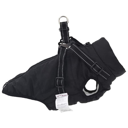 Cappotto Cani con Imbracatura Impermeabile Riflettente Nero L24