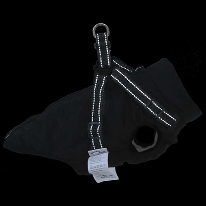Cappotto Cani con Imbracatura Impermeabile Riflettente Nero L24 | homemem39
