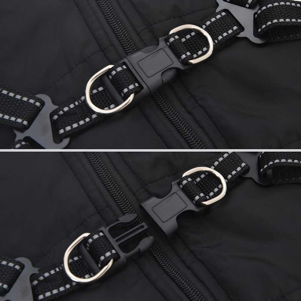 Cappotto Cani con Imbracatura Impermeabile Riflettente Nero L24 | homemem39