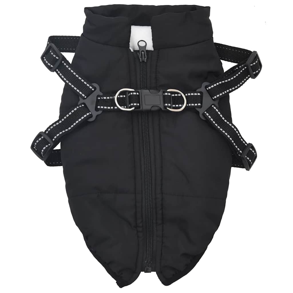 Cappotto Cani con Imbracatura Impermeabile Riflettente Nero L28 | homemem39