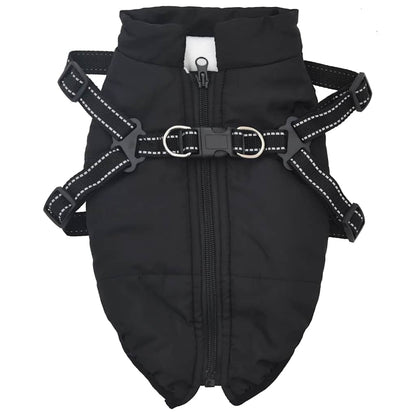 Cappotto Cani con Imbracatura Impermeabile Riflettente Nero L28 | homemem39