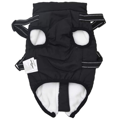 Cappotto Cani con Imbracatura Impermeabile Riflettente Nero L28 | homemem39