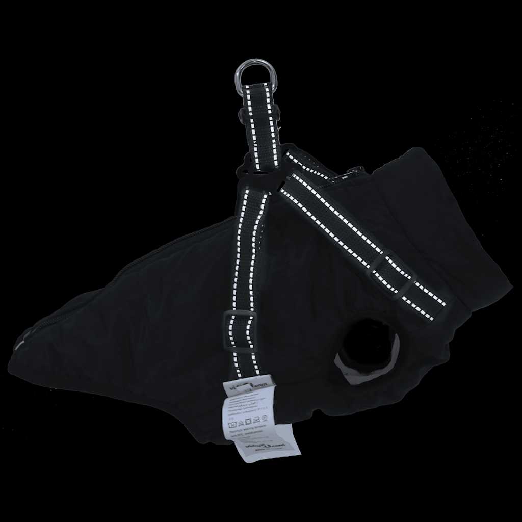 Cappotto Cani con Imbracatura Impermeabile Riflettente Nero L28 | homemem39