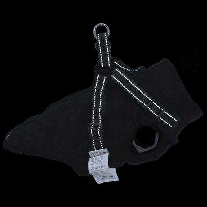 Cappotto Cani con Imbracatura Impermeabile Riflettente Nero L28 | homemem39