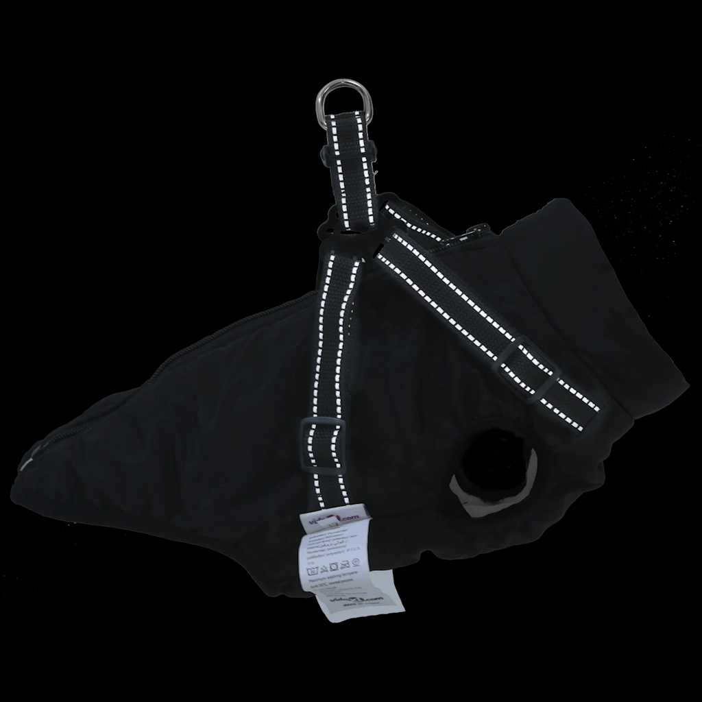 Cappotto Cani con Imbracatura Impermeabile Riflettente Nero L32 | homemem39
