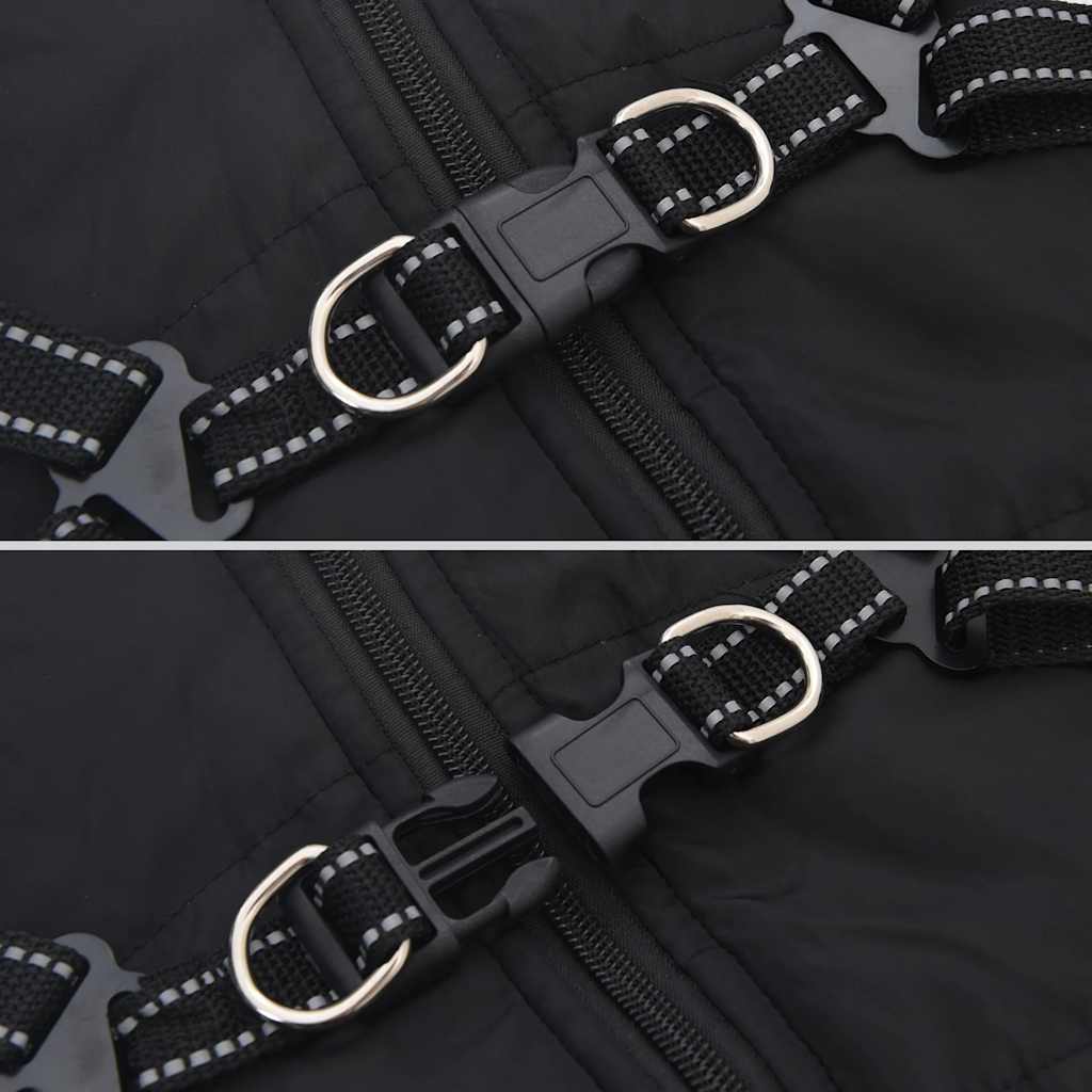 Cappotto Cani con Imbracatura Impermeabile Riflettente Nero L32 | homemem39