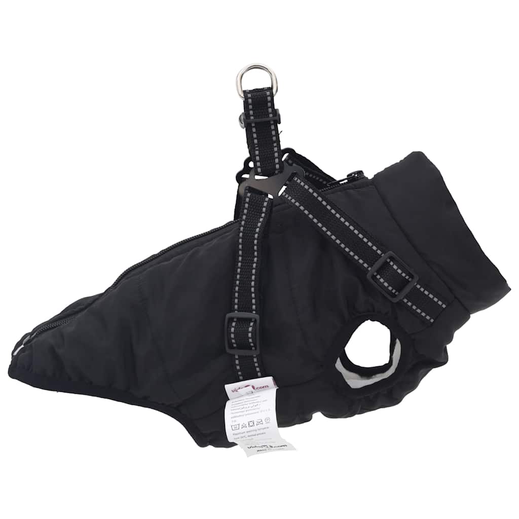Cappotto Cani con Imbracatura Impermeabile Riflettente Nero L36