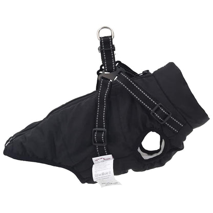 Cappotto Cani con Imbracatura Impermeabile Riflettente Nero L36