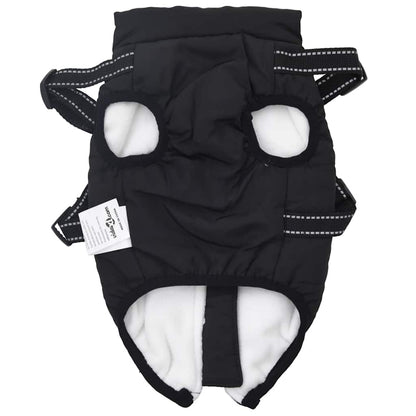 Cappotto Cani con Imbracatura Impermeabile Riflettente Nero L36