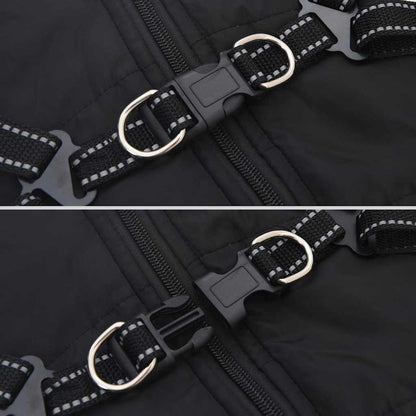 Cappotto Cani con Imbracatura Impermeabile Riflettente Nero L36 | homemem39