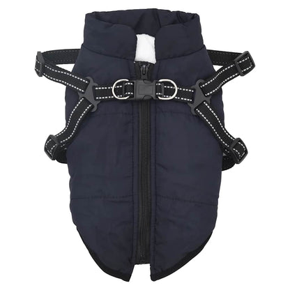Cappotto Cani Imbracatura Impermeabile Riflettente Blu Navy L24 | homemem39