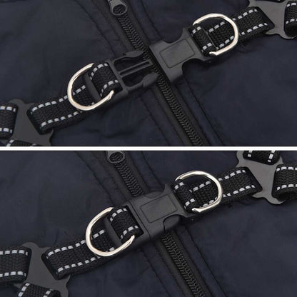 Cappotto Cani Imbracatura Impermeabile Riflettente Blu Navy L36