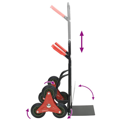 Carrello Manuale Nero e Rosso 64,5 x 49,5 x 114 cm Acciaio