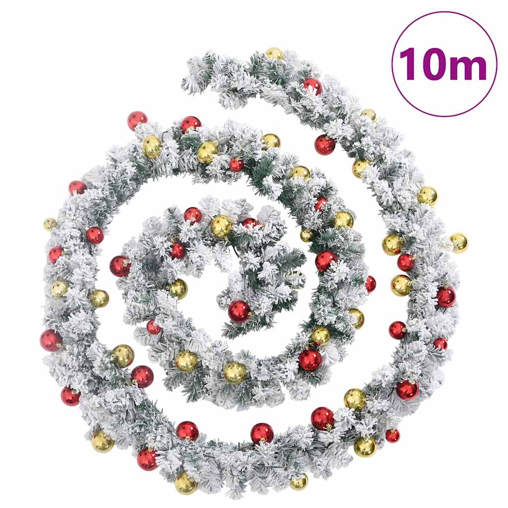 Ghirlanda di Natale con Palline e Luci LED Verde 10 m PVC | homemem39