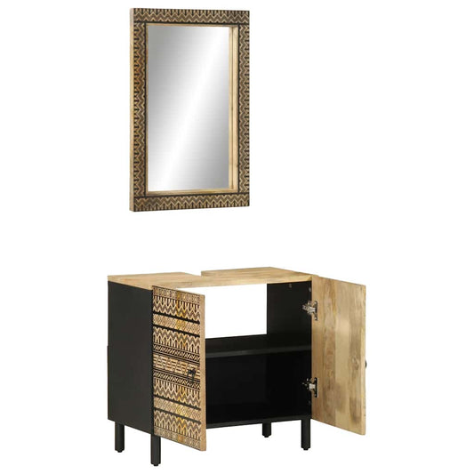 Set Mobili da Bagno 2pz in Legno Massello di Mango