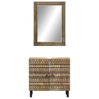 Set Mobili da Bagno 2pz in Legno Massello di Mango