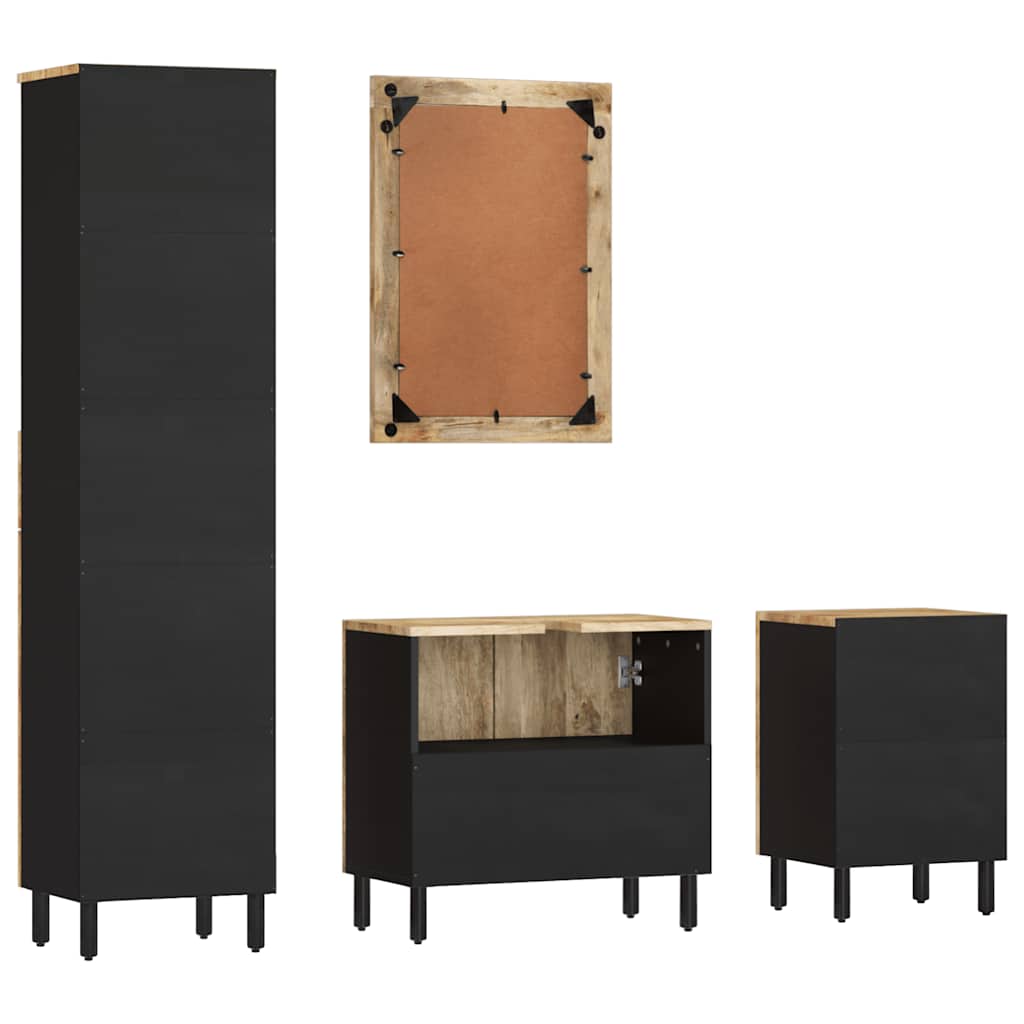 Set Mobili da Bagno 4 pz in Legno Massello di Mango