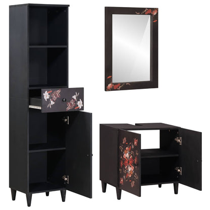 Set di Armadi da Bagno con porta 3 pcs Legno di mango massello