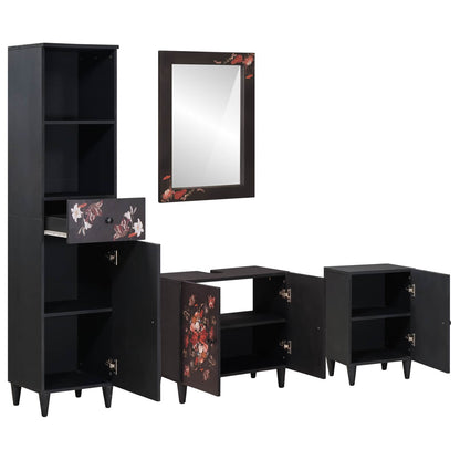 Set di Armadi da Bagno con porta 4 pcs Legno di mango massello