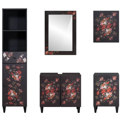 Set di Armadi da Bagno con porta 5 pcs Legno di mango massello