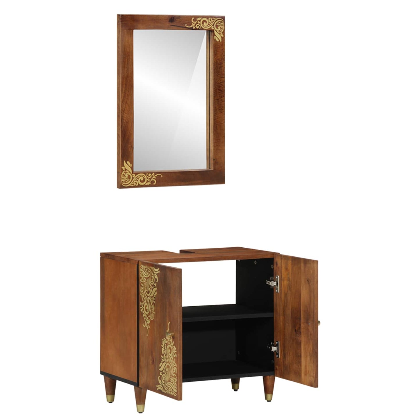 Set di Armadi da Bagno Montaggio a parete 2 pcs Marrone miele | homemem39