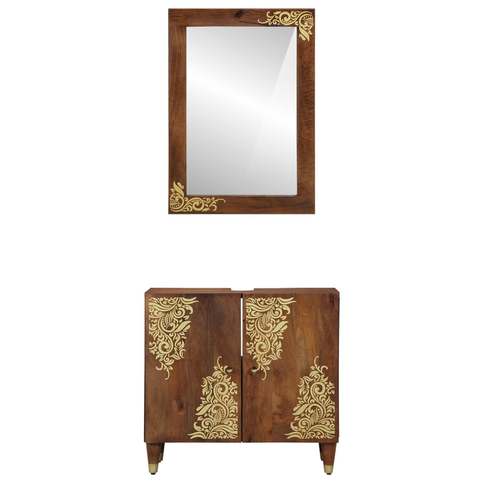 Set di Armadi da Bagno Montaggio a parete 2 pcs Marrone miele | homemem39