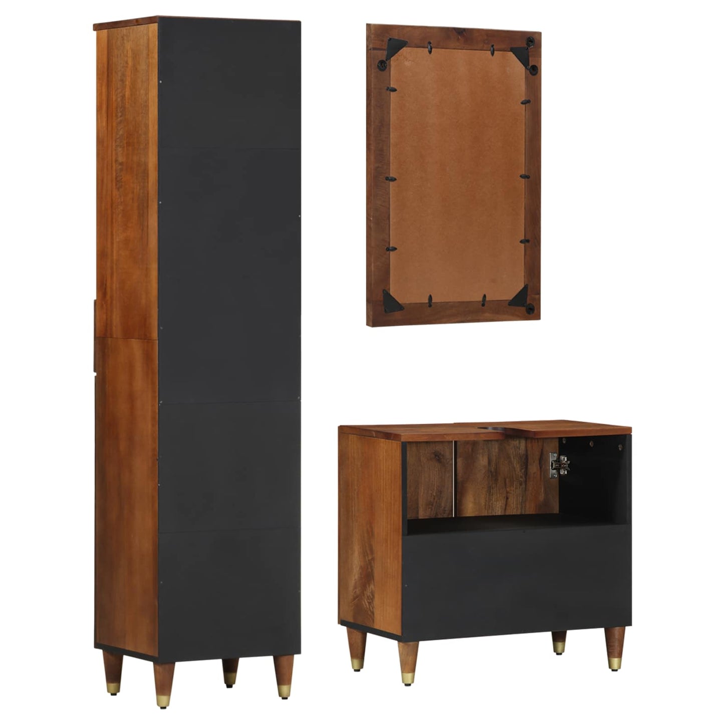 Set di Armadi da Bagno con cassetto 3 pcs Marrone miele | homemem39