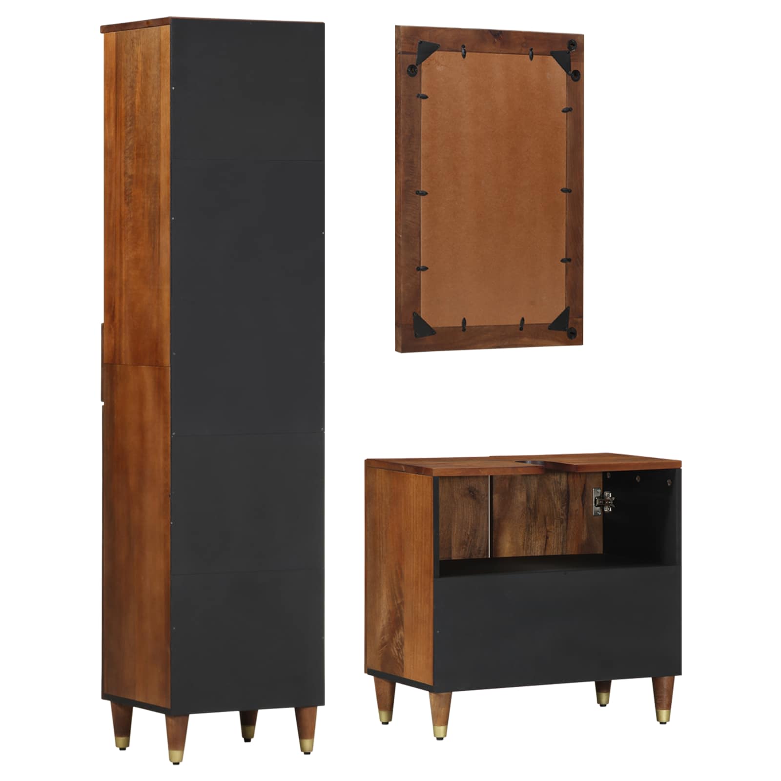 Set di Armadi da Bagno con cassetto 3 pcs Marrone miele | homemem39