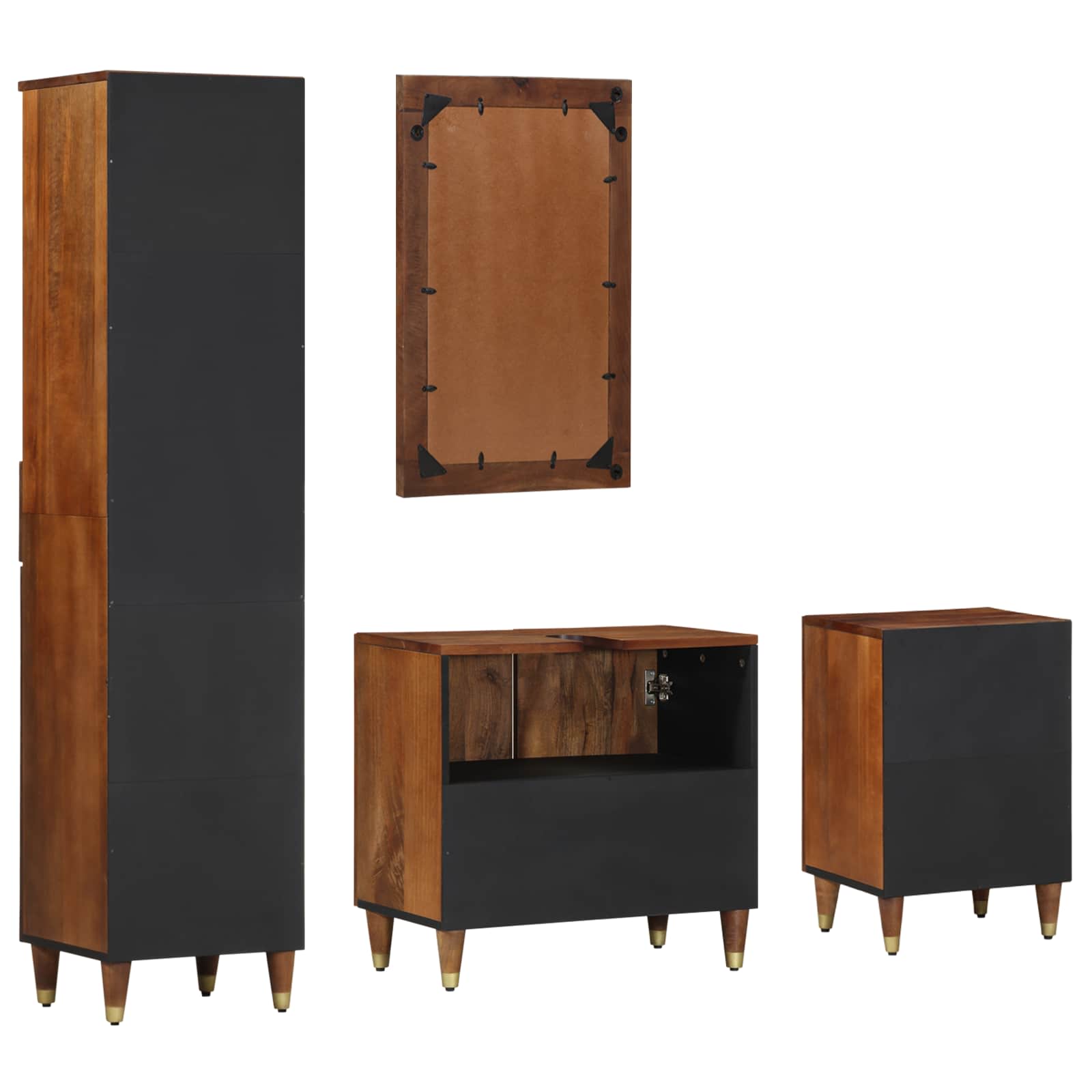 Set di Armadi da Bagno con cassetto 4 pcs Marrone miele | homemem39