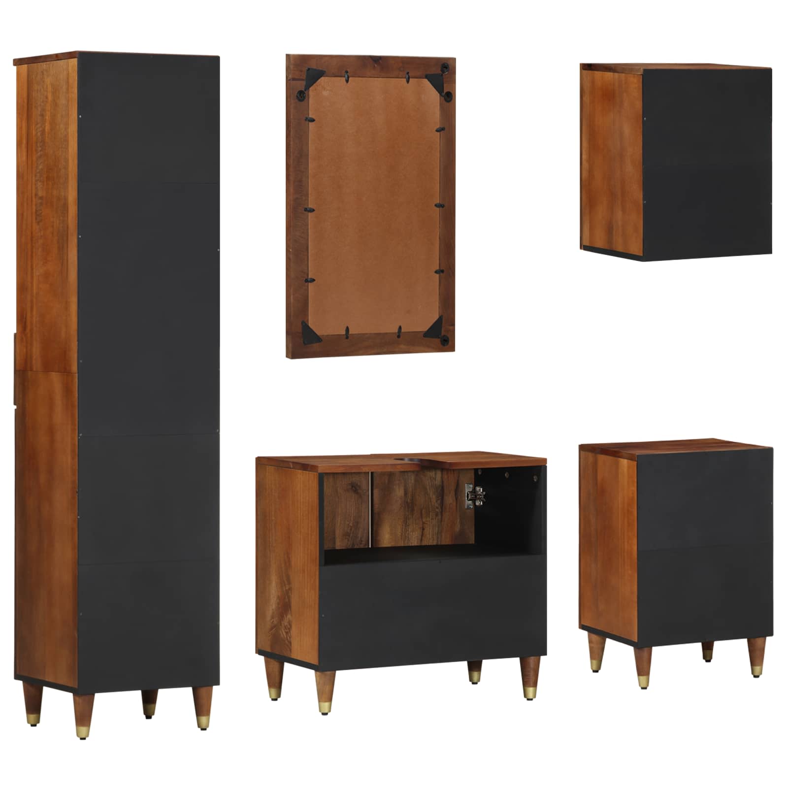Set di Armadi da Bagno con cassetto 5 pcs Marrone miele | homemem39