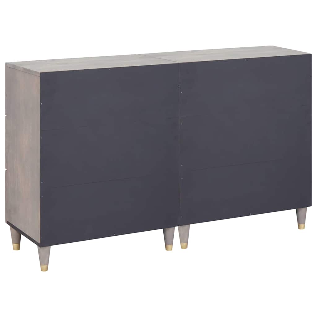 Credenza 2 pcs Grigio 60 x 33 x 75 cm Legno di mango massello | homemem39