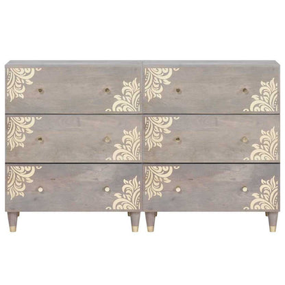 Credenza 2 pcs Grigio 60 x 33 x 75 cm Legno di mango massello | homemem39