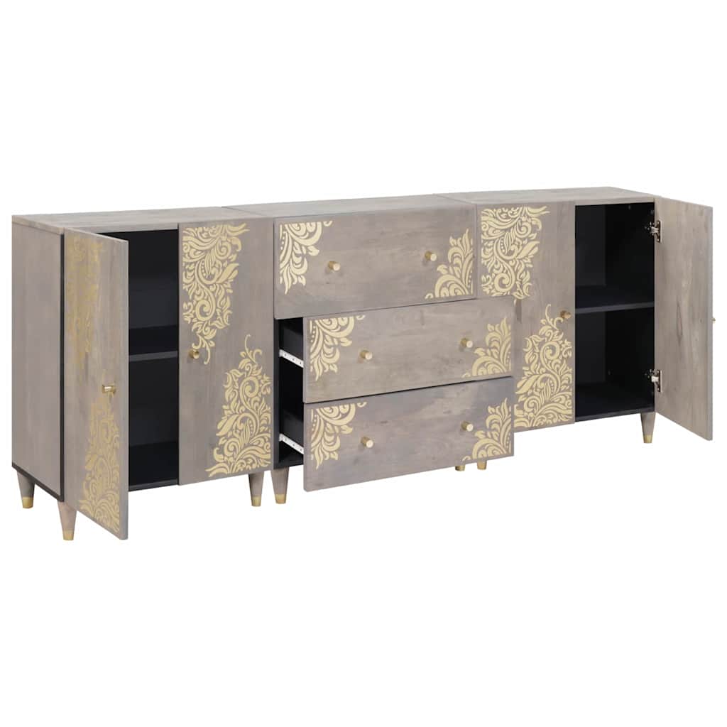 Set di Armadi da Bagno 3 pcs Grigio e Oro 180 x 33 x 75 cm | homemem39
