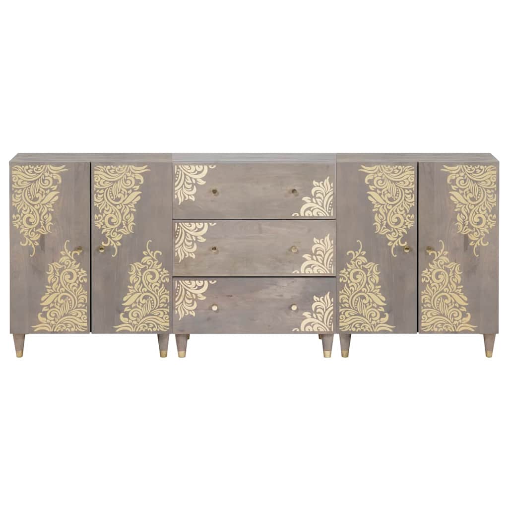 Set di Armadi da Bagno 3 pcs Grigio e Oro 180 x 33 x 75 cm