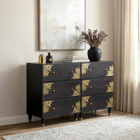 Credenza 2 pcs Nero 60 x 33 x 75 cm Legno di mango massello | homemem39