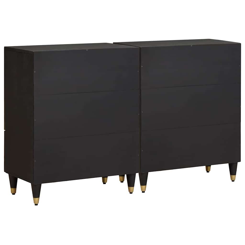 Credenza 2 pcs Nero 60 x 33 x 75 cm Legno di mango massello