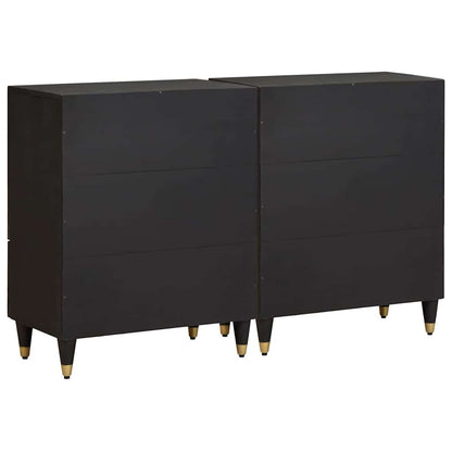 Credenza 2 pcs Nero 60 x 33 x 75 cm Legno di mango massello