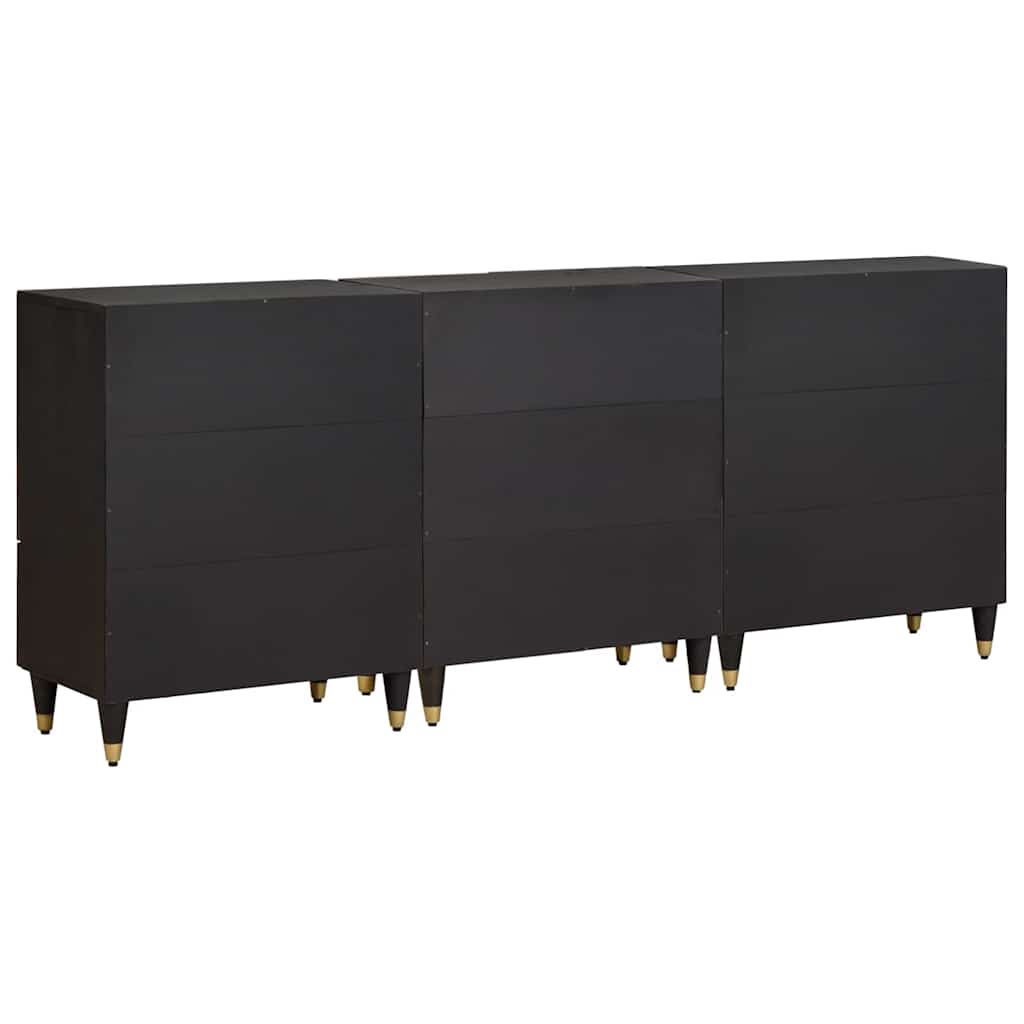 Set di Armadi da Bagno con cassetto 3 pcs Nero 180 x 33 x 75 cm | homemem39