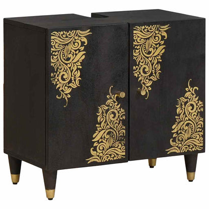 Set di Armadi da Bagno 3 pcs Nero Legno di mango massello | homemem39