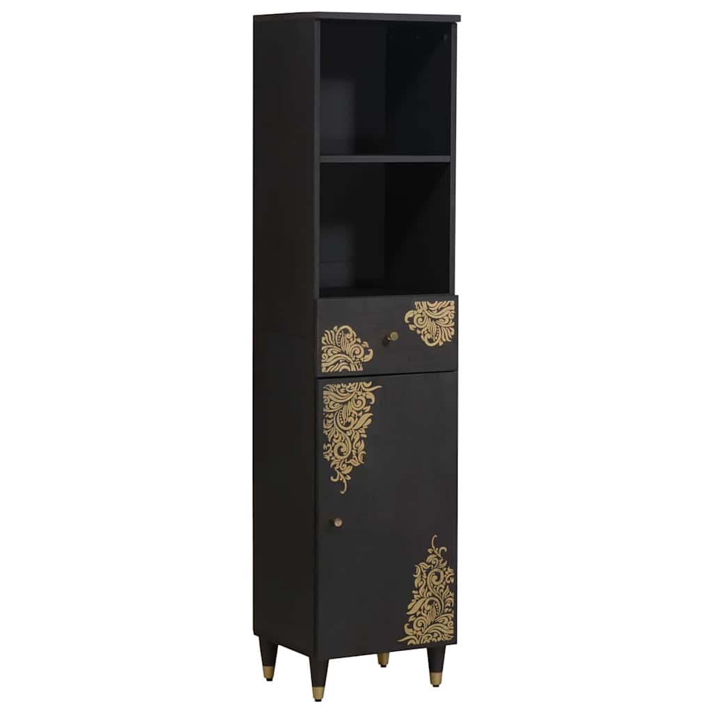Set di Armadi da Bagno 4 pcs Nero Legno di mango massello | homemem39