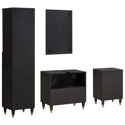 Set di Armadi da Bagno 4 pcs Nero Legno di mango massello | homemem39