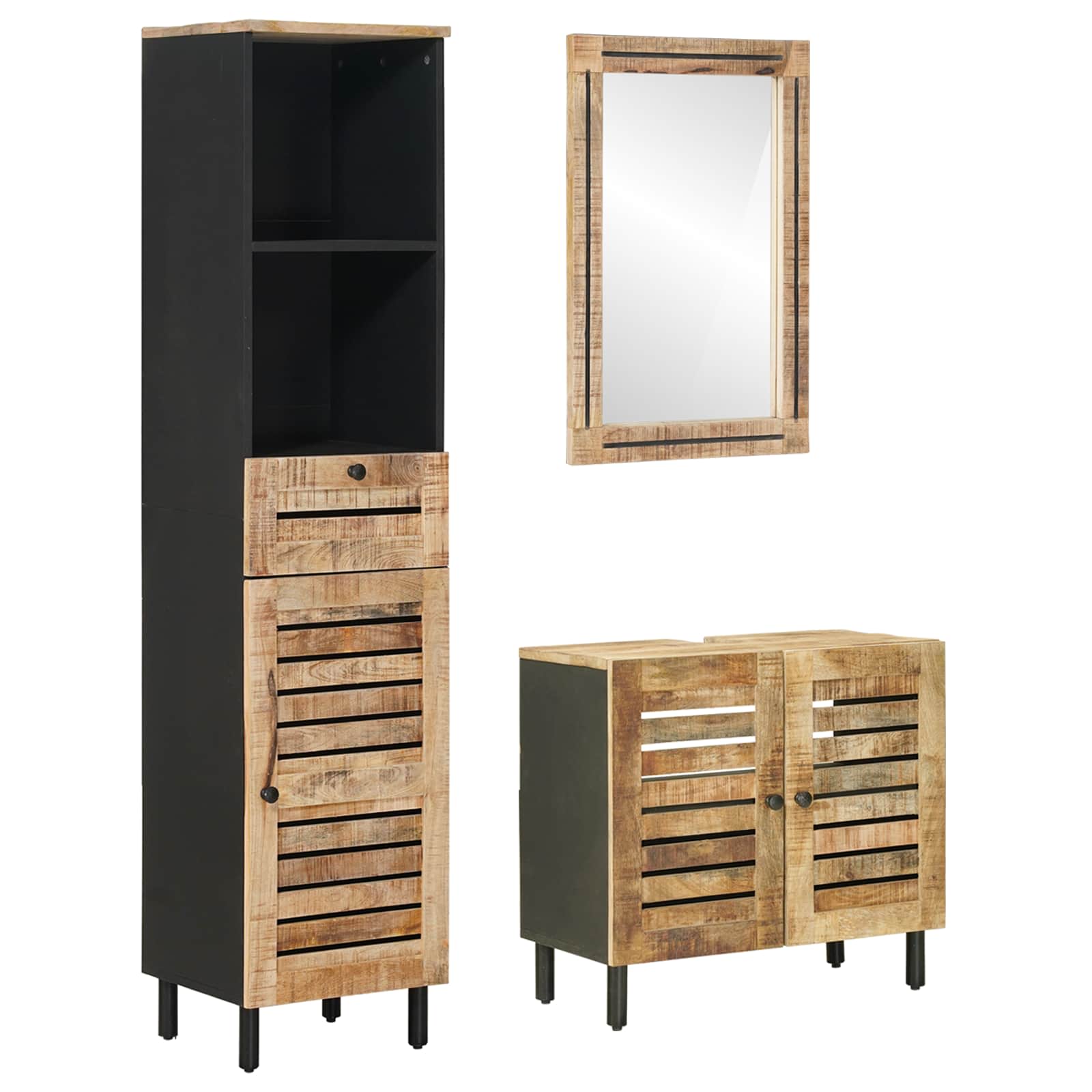 Set di Armadi da Bagno 3 pz Naturale 38 x 33 x 160 cm | homemem39