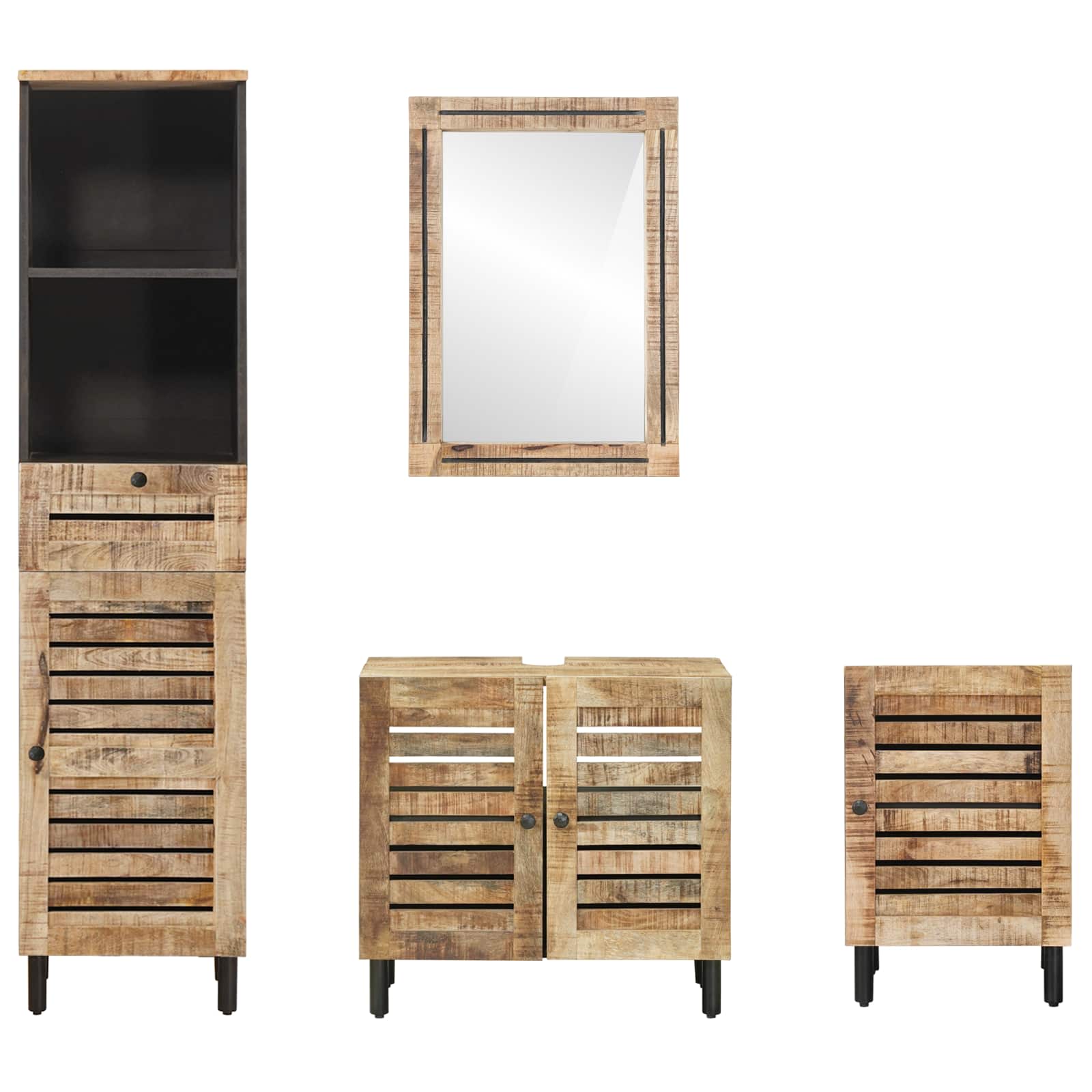 Set di Armadi da Bagno 4 pz Naturale 38 x 33 x 160 cm | homemem39