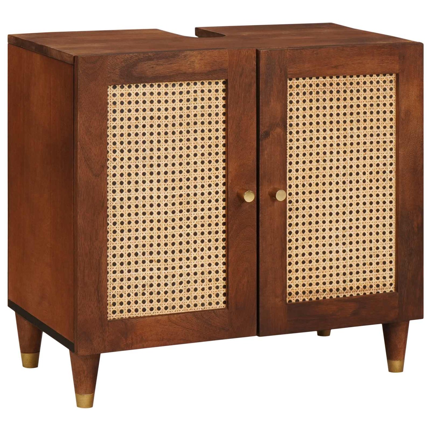 Mobile da Bagno 2 pcs Nero e Oro Legno di mango massello | homemem39