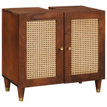 Mobile da Bagno 2 pcs Nero e Oro Legno di mango massello | homemem39