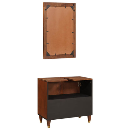 Mobile da Bagno 2 pcs Nero e Oro Legno di mango massello | homemem39