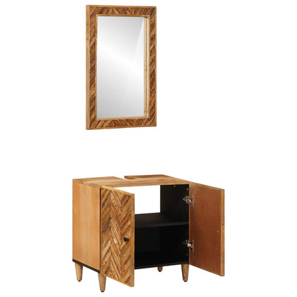Set di Armadi da Bagno con porta 2 pcs Legno di mango massello | homemem39